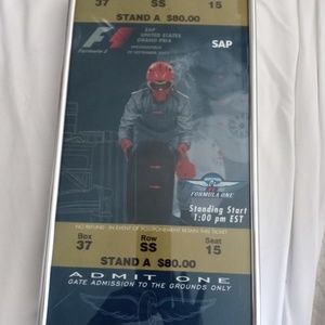 2002 SAP USA Formula One Grand Prix Admission Poster Framed Wall Decor